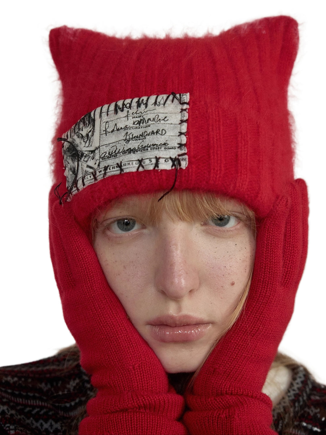 Hand-Stitched Cat-Ear Angora Knit Beanie