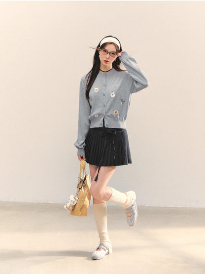 Lace Strap Pleated Skirt
