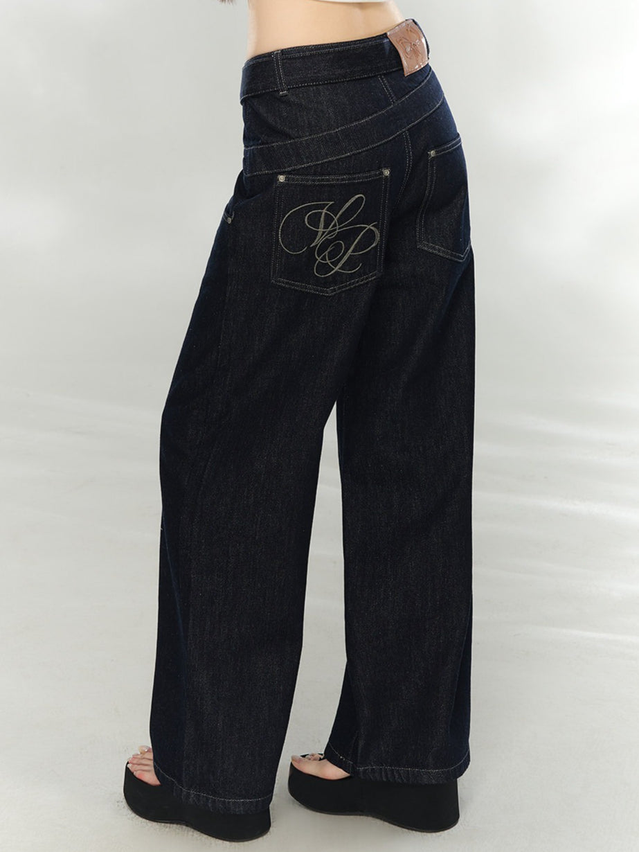 Vintage Raw Denim Straight-Leg Jeans