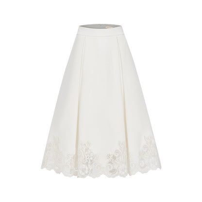 Mirage Vintage Lace-Collar Blazer &amp; Flared Skirt Set