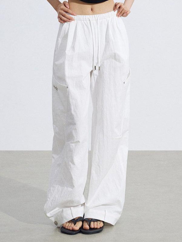 Ruched Utility Wide-Leg Cargo Pants