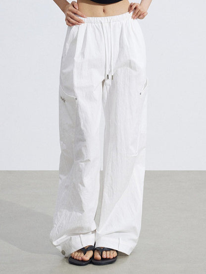Ruched Utility Wide-Leg Cargo Pants