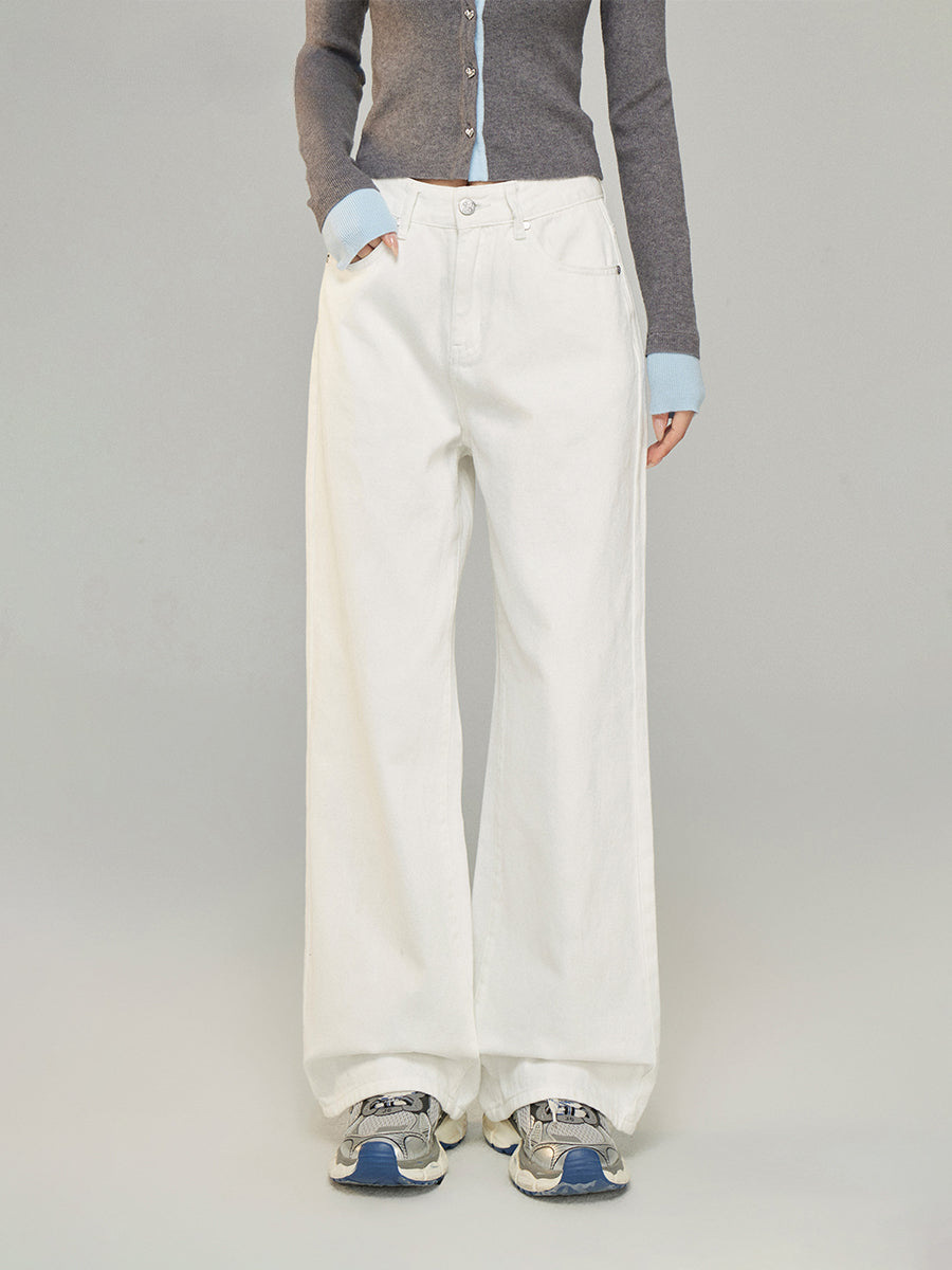 Letter Embroidery Wide-Leg Jeans