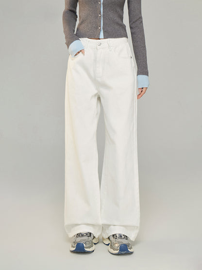 Letter Embroidery Wide-Leg Jeans