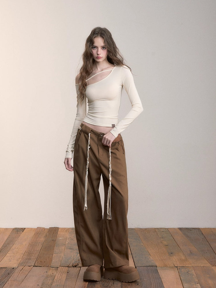 Asymmetric Shoulder Lyocell Blouse