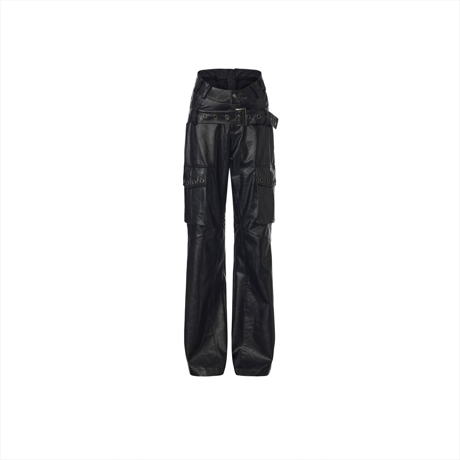 Grunge Oversized Faux Leather Cargo Pants