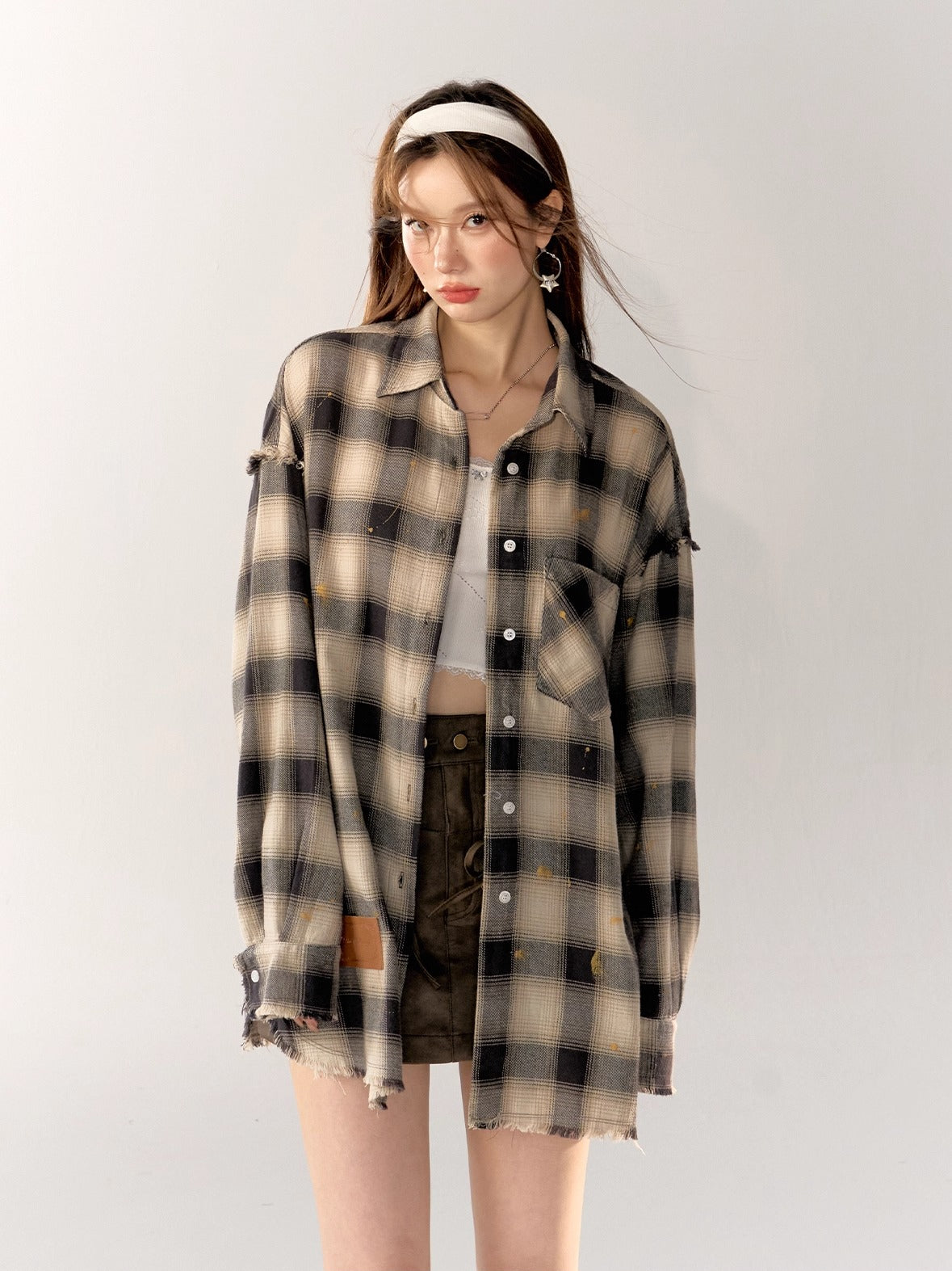 Black &amp; Blue Vintage Plaid Shirt - CHINASQUAD