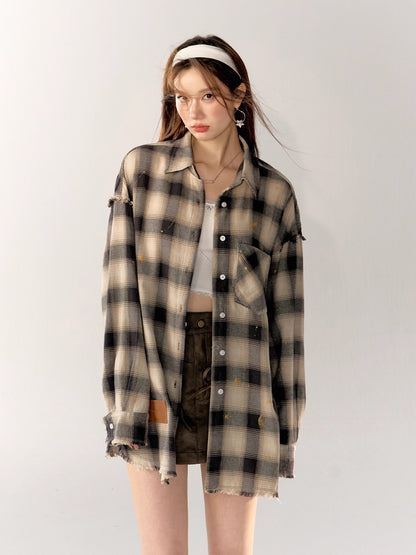 Black &amp; Blue Vintage Plaid Shirt - CHINASQUAD