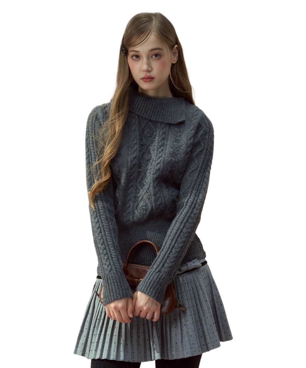 Winter Whisper Cable Knit Turtleneck Sweater