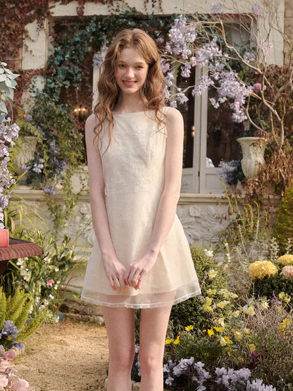 Sky Island Embroidered Layered White Dress