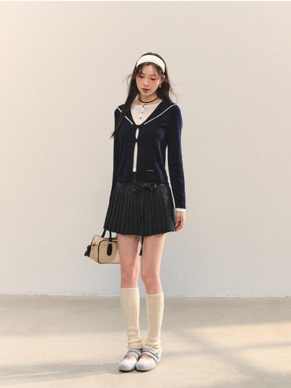 Lace Strap Pleated Skirt