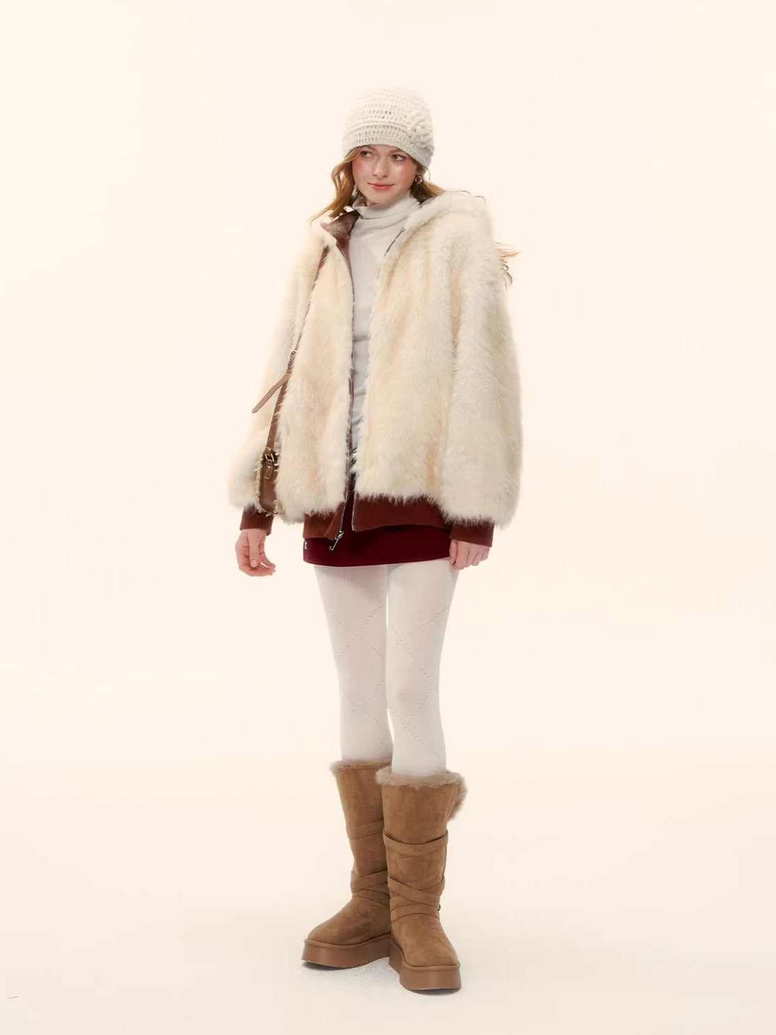 Reversible Plaid Teddy Fur Jacket