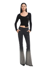 Twill Washed V-Waist Stretch Micro-flare Pants - CHINASQUAD