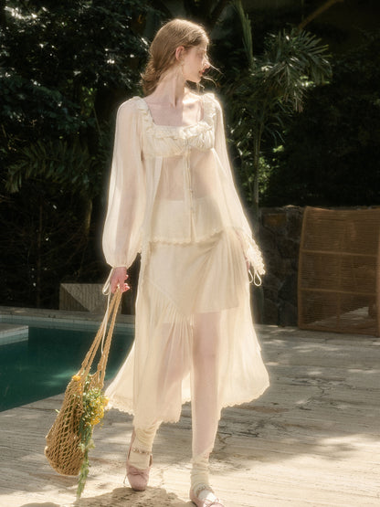 Tencel Air Fabric Shirt &amp; Skirt Set - CHINASQUAD