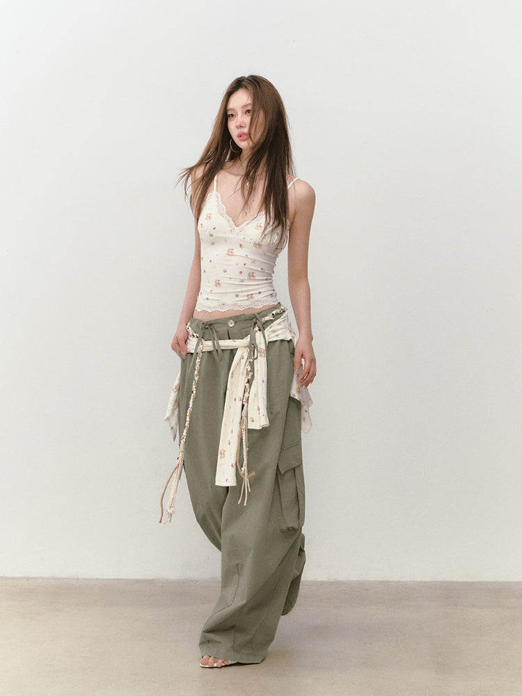 Printed Lace Trimmed Camisole