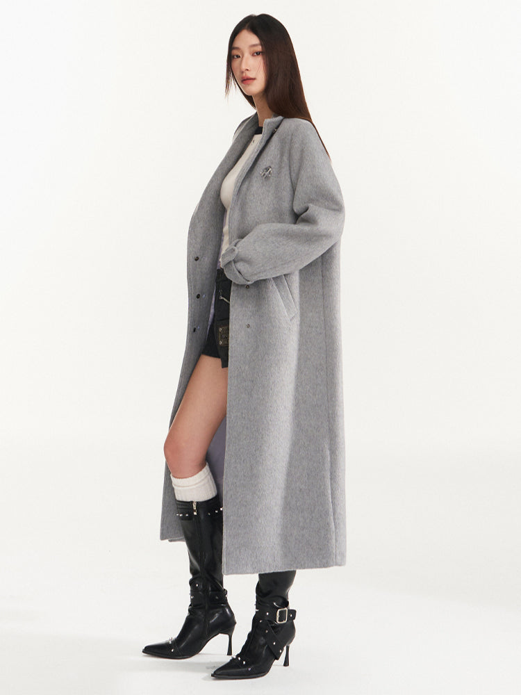 Grey Wool Blend Overcoat