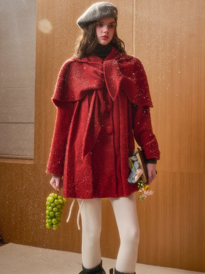 Little Red Hood Winter Knit Cape