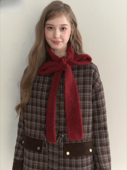 Multi-Color Ribbon Detail Knit Scarf