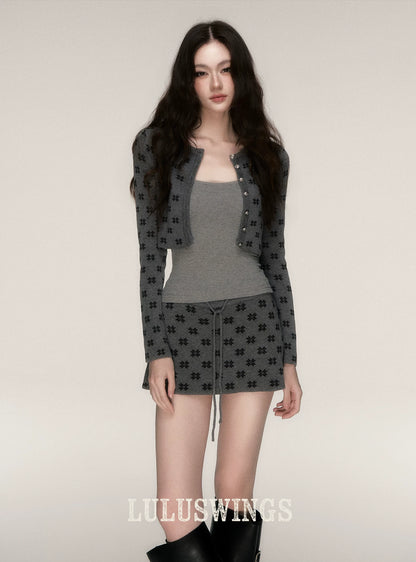 Jacquard Cropped Knit Set