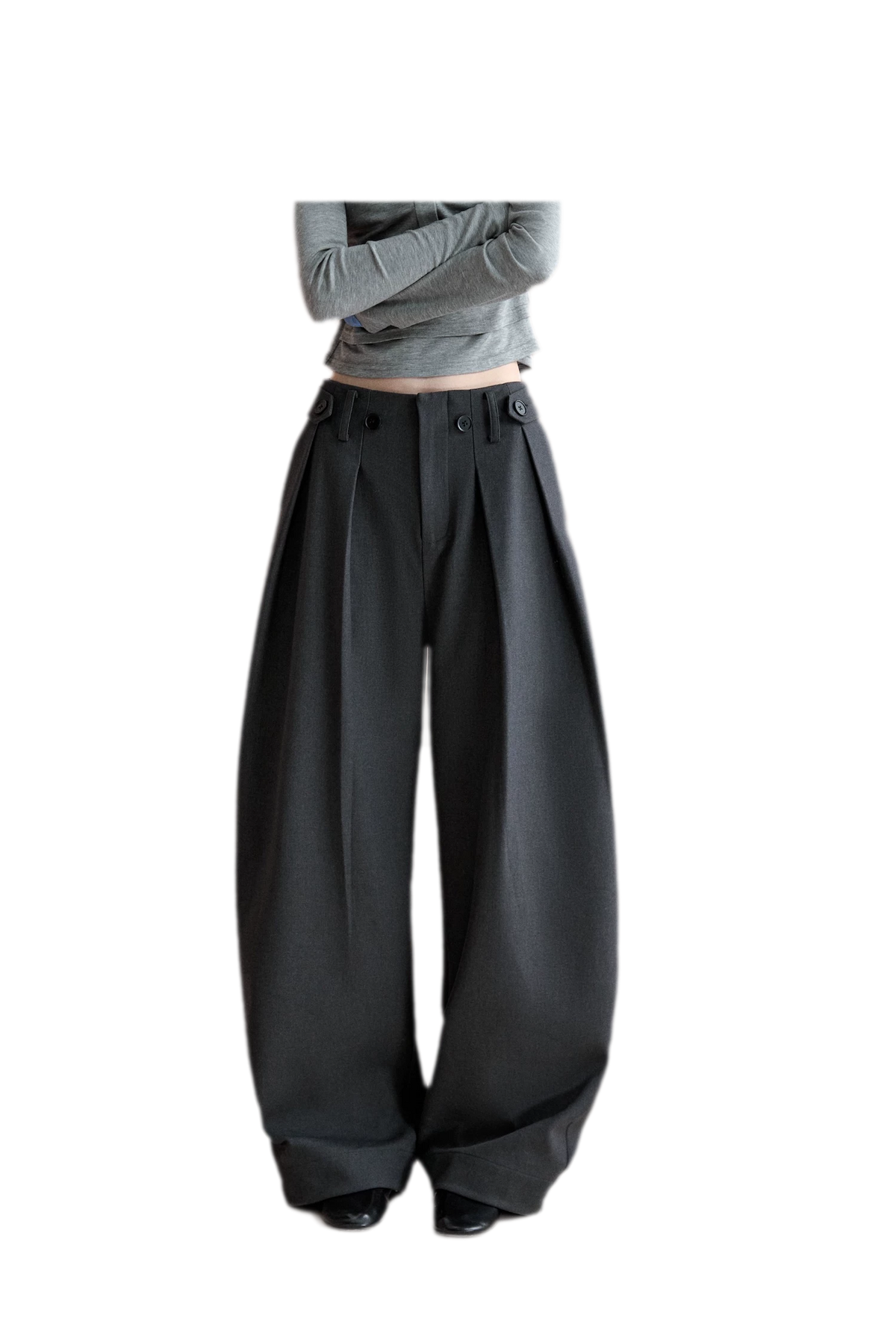 Double Pleat Curved Trousers