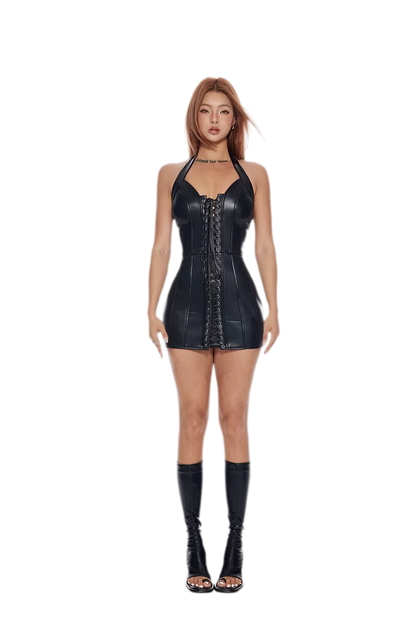 Lace-Up Bodycon Mini Dress
