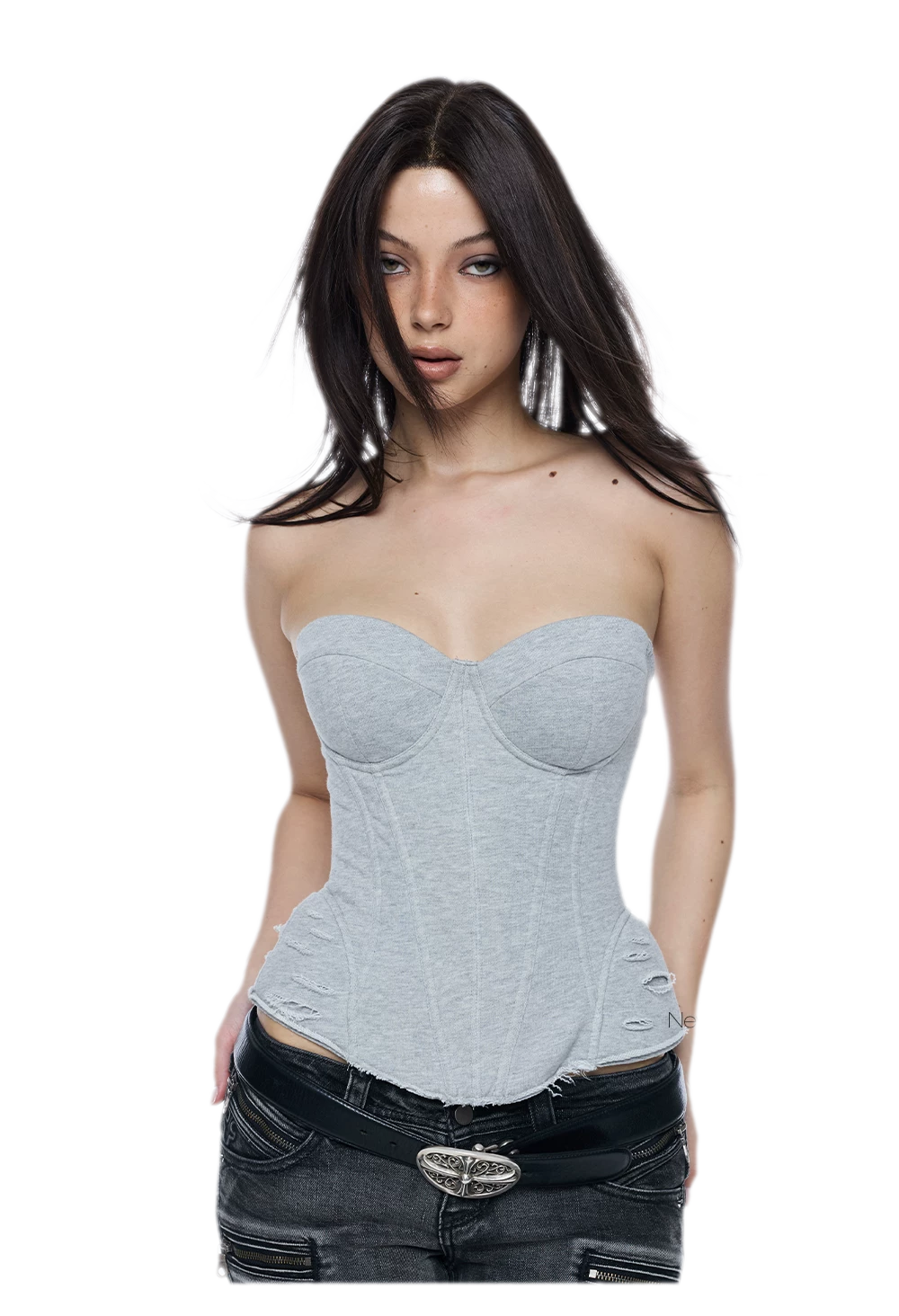Washed Cotton Corset Bustier