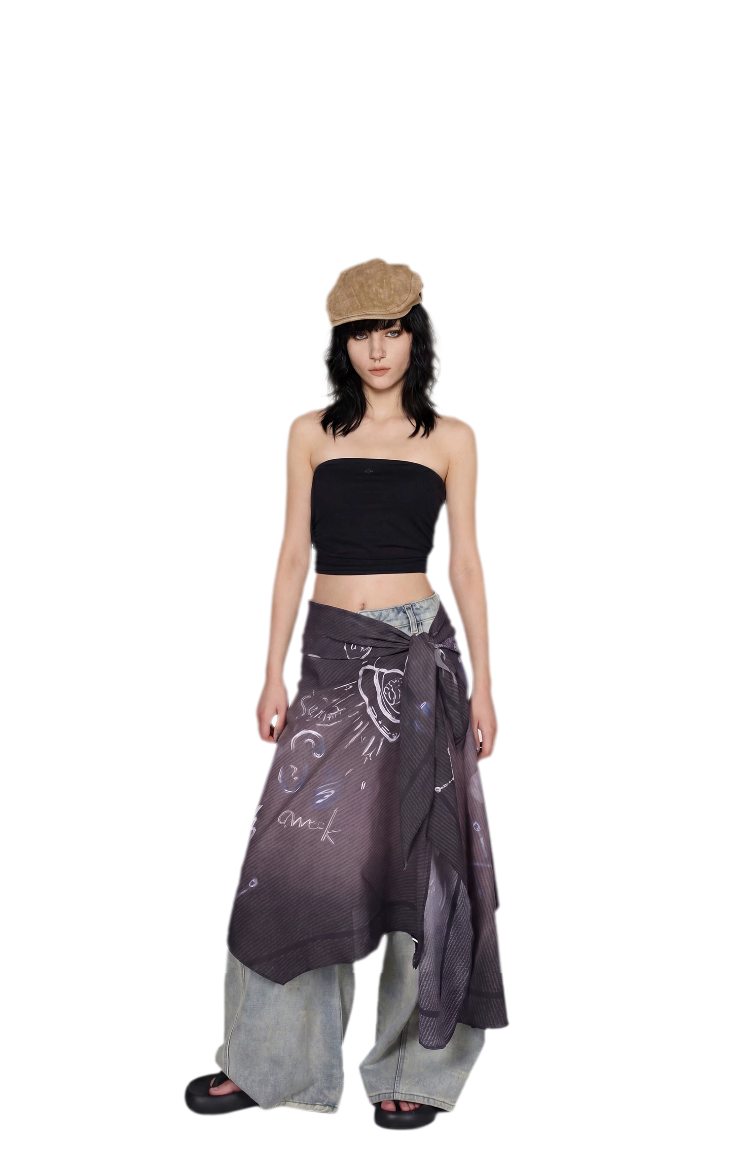Graffiti Print Silk Scarf