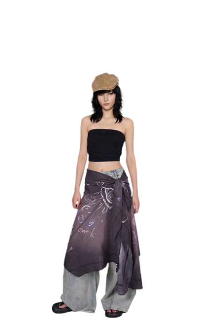 Graffiti Print Silk Scarf