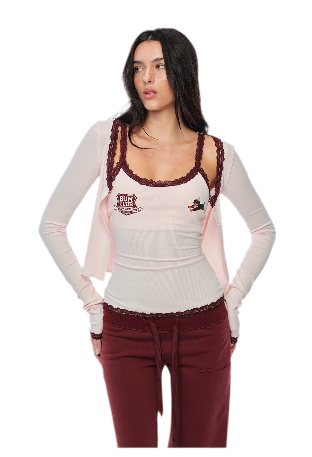 Áo camisole họa tiết viền ren
