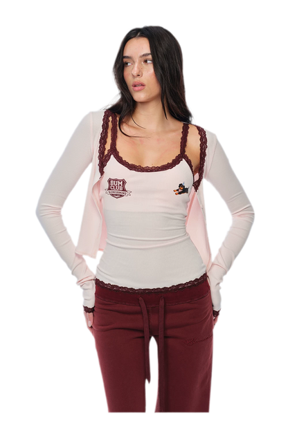 Áo camisole họa tiết viền ren