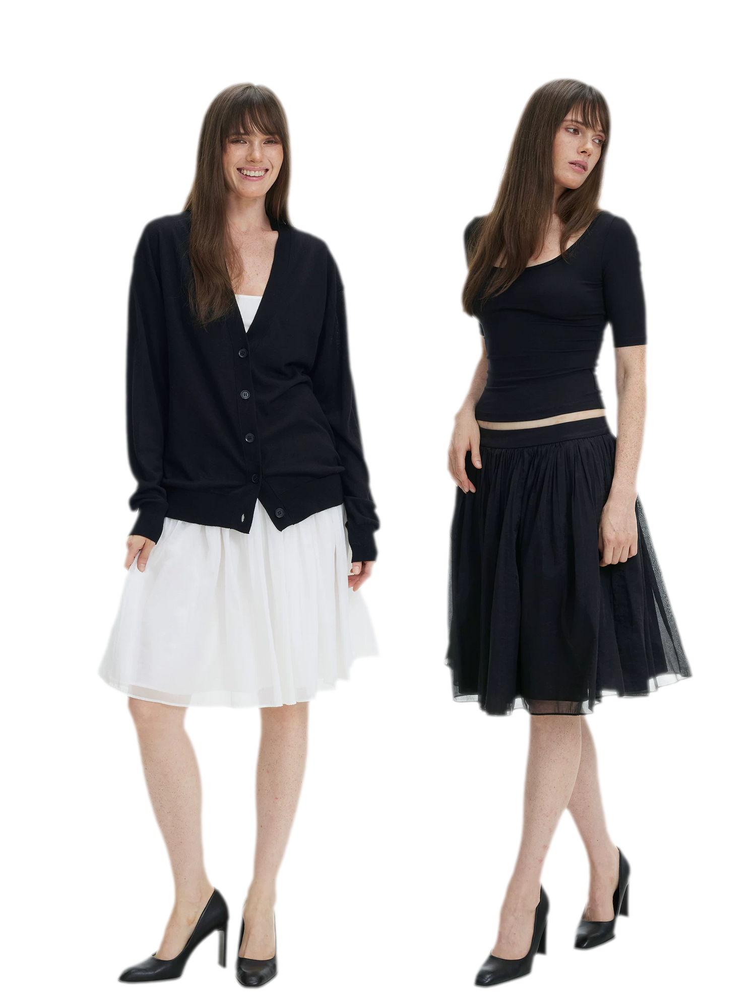 Pleated Chiffon Midi Skirt