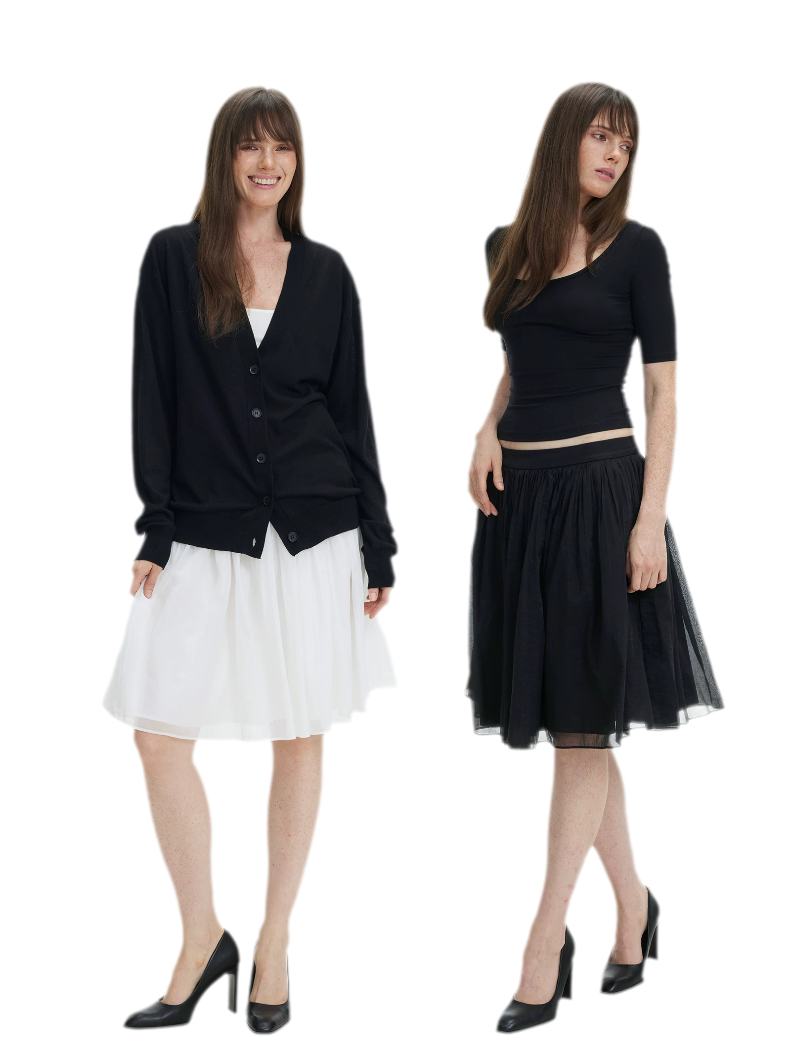 Pleated Chiffon Midi Skirt