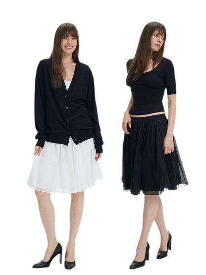 Pleated Chiffon Midi Skirt