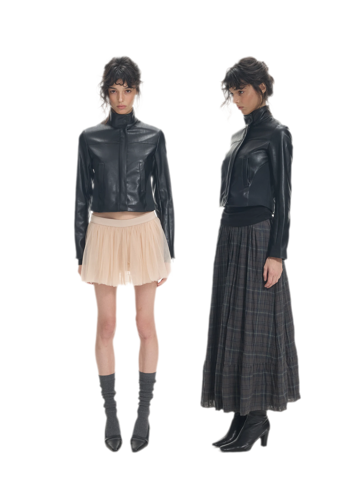 Faux Leather Slim Short Jacket