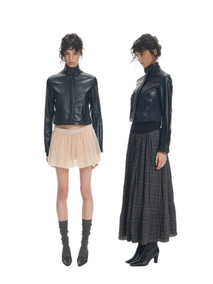 Faux Leather Slim Short Jacket