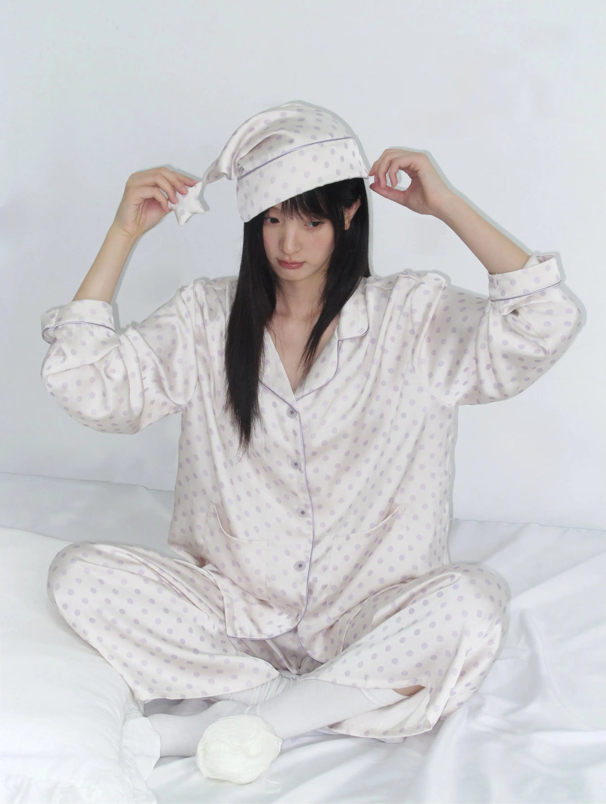Glossy Polka Dot Pajama Set