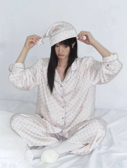 Glossy Polka Dot Pajama Set