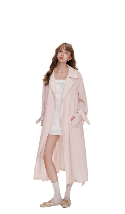 Lightweight Oversized Tie-Waist Trench Coat