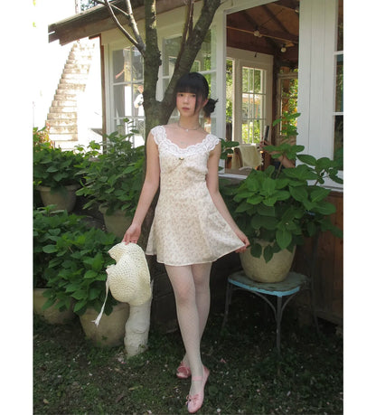 Vintage Leopard Lace Splice A-Line Dress