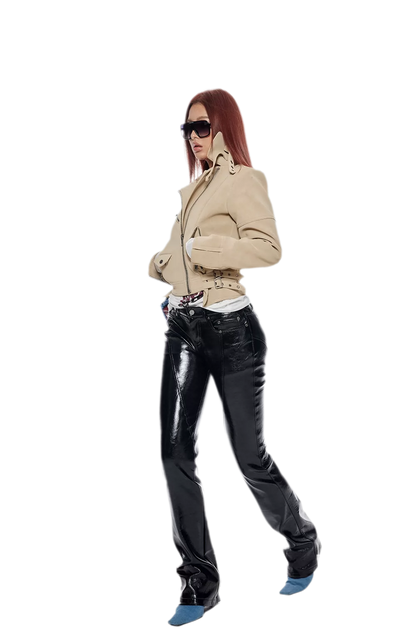 Black PU Flared Pants