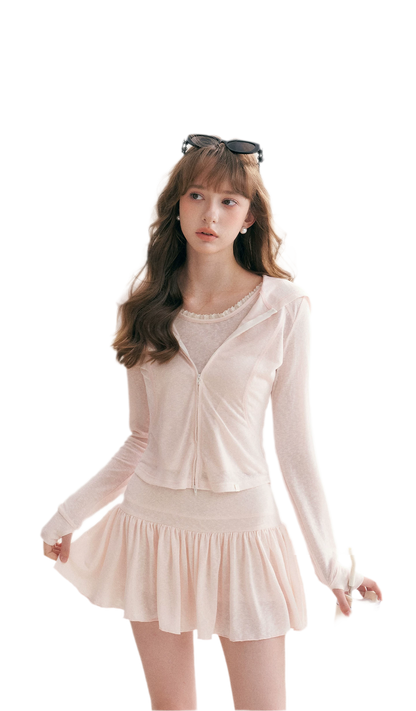 Lyocell Hooded Skirt Set