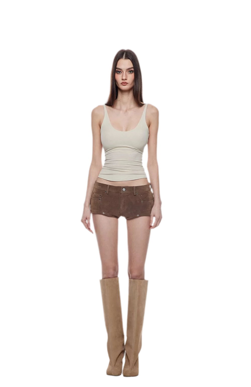Suede-Effect Low-Rise Shorts