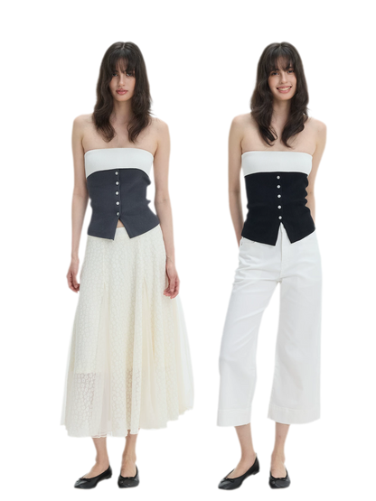 French Colorblock Bandeau Top