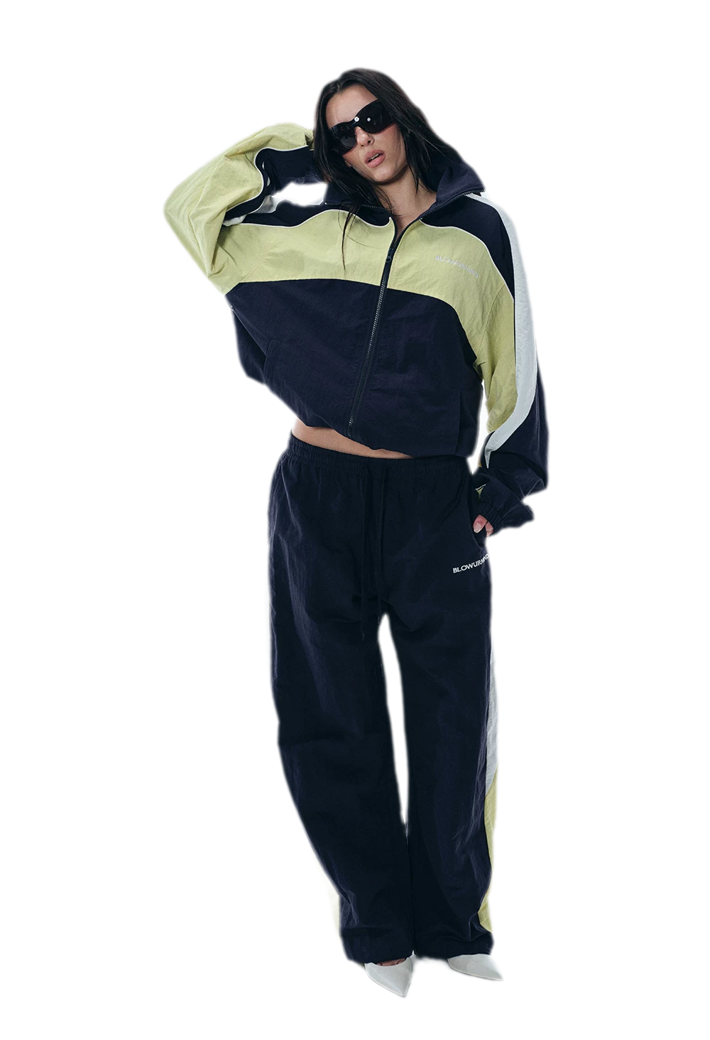 Color-Block Cropped Tracksuit Set
