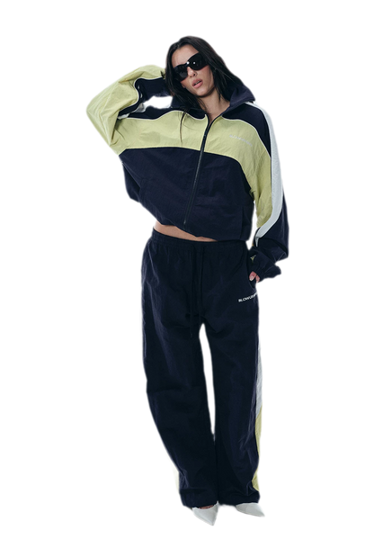 Color-Block Cropped Tracksuit Set