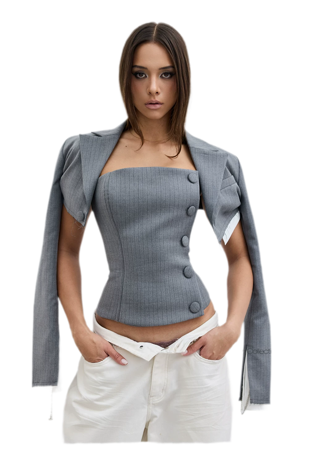 Deconstructive Cropped Suit Set
