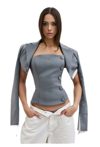 Deconstructive Cropped Suit Set