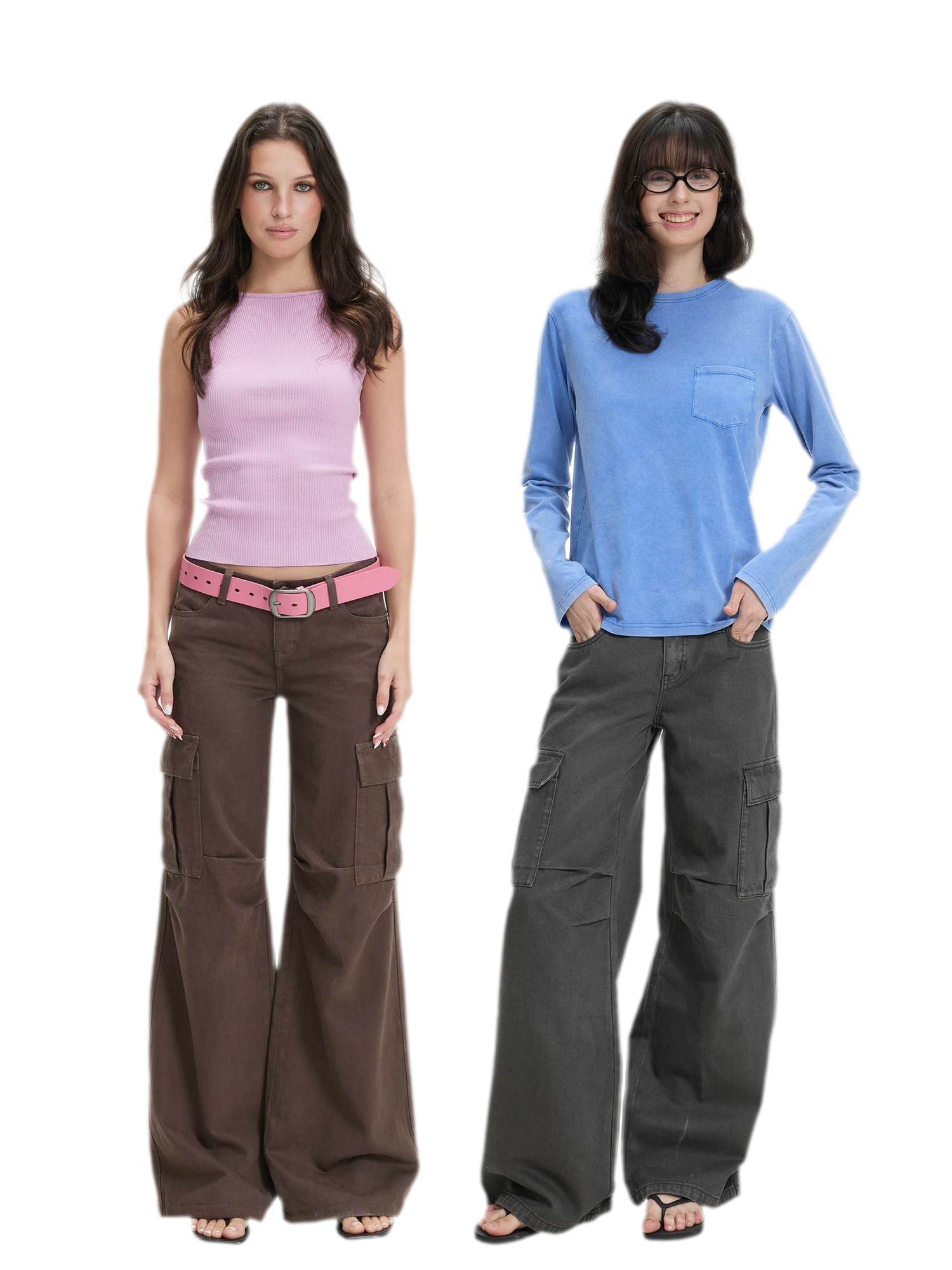 Washed Cargo Wide-Leg Pants