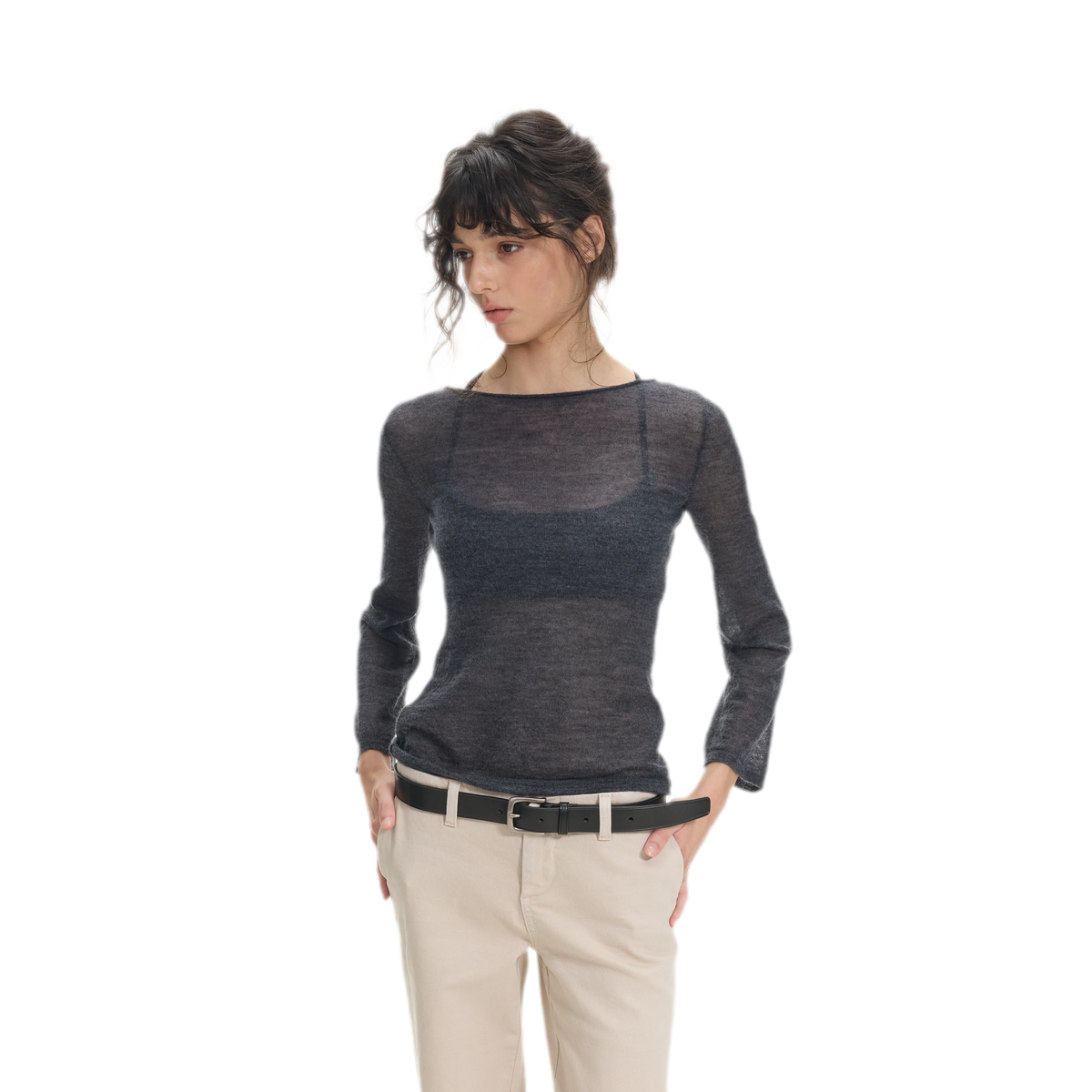 Mohair Sheer Flared Sleeve Top