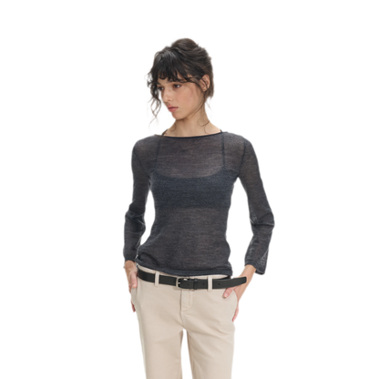 Mohair Sheer Flared Sleeve Top